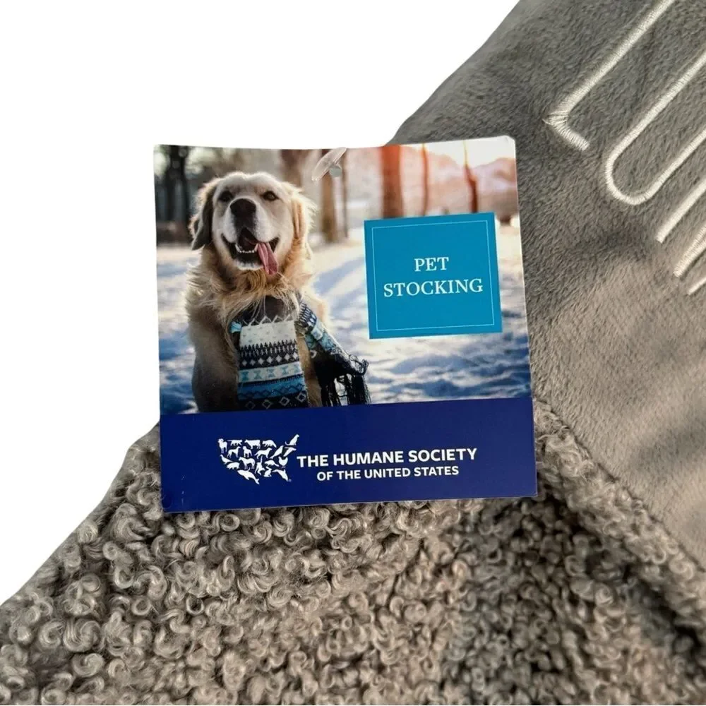 The Humane Society Sherpa Cozy Pet “Luna” Embroidered Paw Christmas Stocking NWT